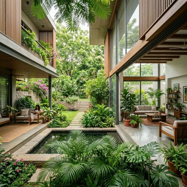 Modern home with lush greenery and premium landscaping